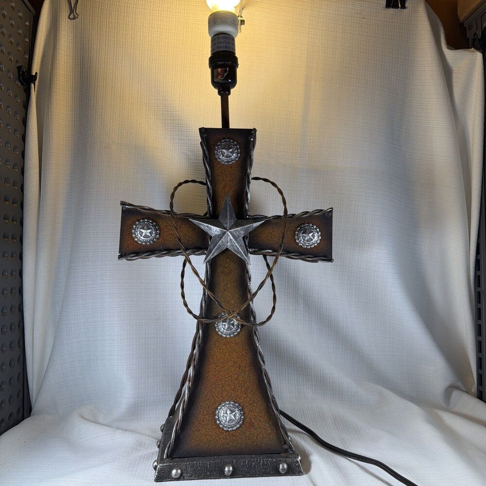 Rainbow Inc. Dallas TX Rustic Western Cross Table Lamp (Model RA1373)